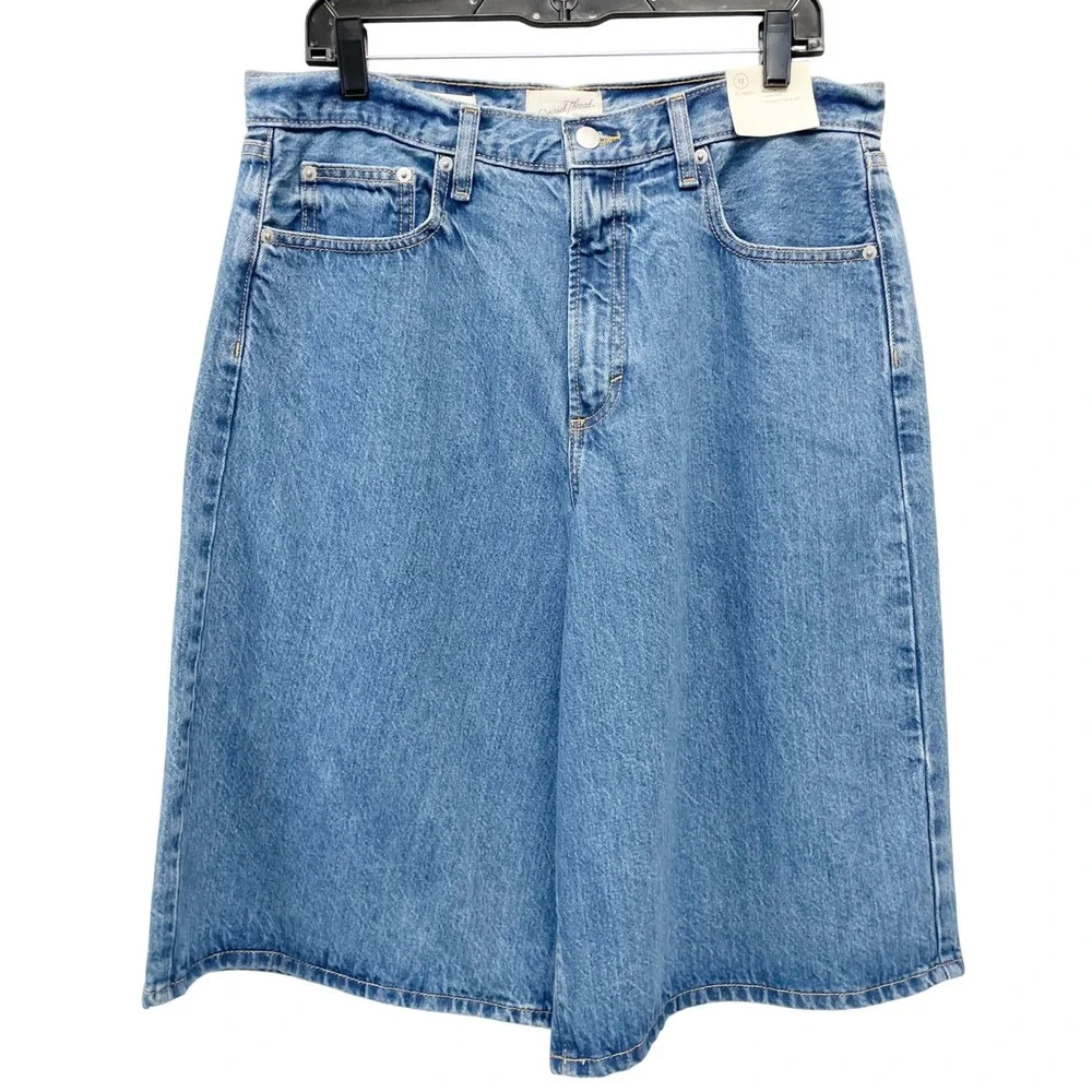 Universal Thread Womens Blue High Rise Relaxed Long Denim Bermuda Shorts Size 12